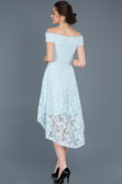 Front Short Back Long Blue Laced Prom Gown ABO018