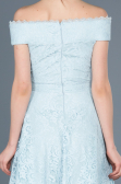Front Short Back Long Blue Laced Prom Gown ABO018