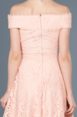 Front Short Back Long Powder Color Laced Prom Gown ABO018