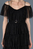 Short Black Prom Gown ABK413