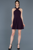 Short Dark Purple Invitation Dress ABK392