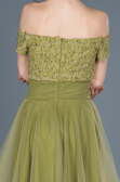 Front Short Back Long Olive Drab Prom Gown ABO022