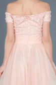 Front Short Back Long Powder Color Prom Gown ABO022
