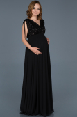 Long Black Pregnancy Evening Dress ABU746