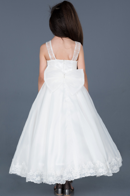 Long White Girl Dress ABU786