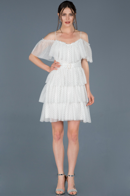 White Short Prom Gown ABK413