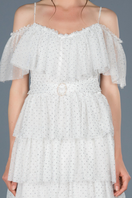 White Short Prom Gown ABK413