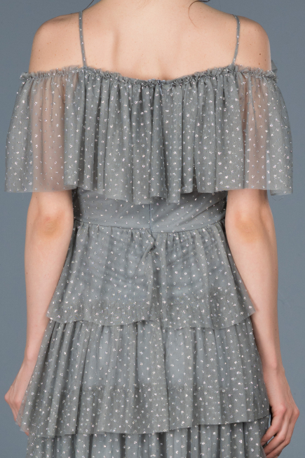 Grey Short Prom Gown ABK413