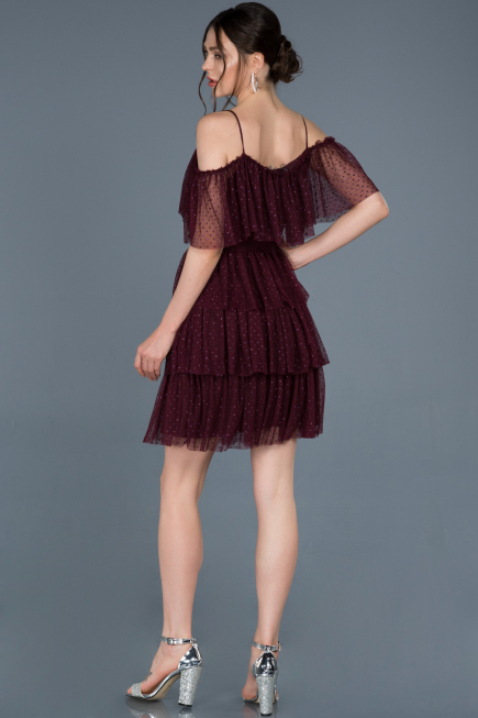 Plum Short Prom Gown ABK413