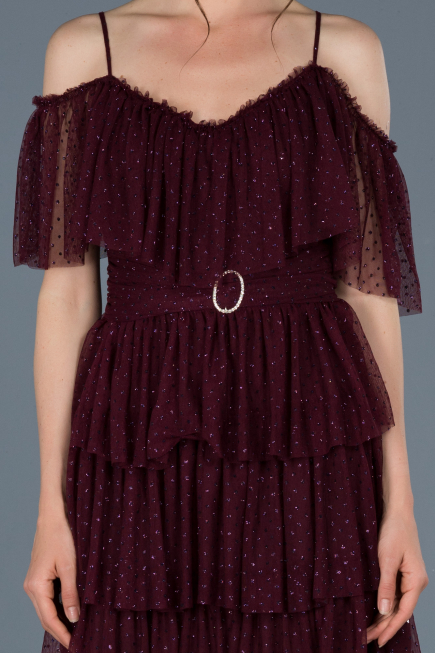 Plum Short Prom Gown ABK413