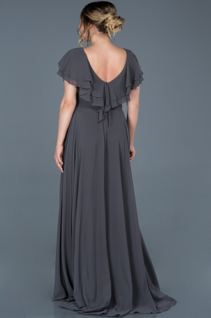 Long Anthracite Plus Size Evening Dress ABU032