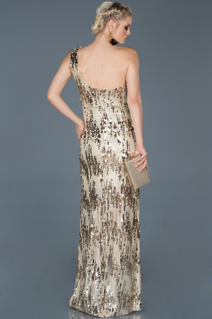 Long Gold Prom Gown ABU835