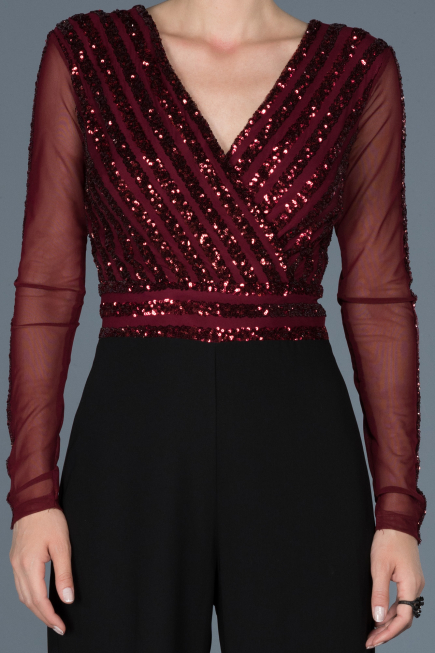 Black-Burgundy Prom Gown ABT035