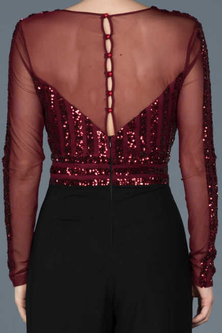 Black-Burgundy Prom Gown ABT035