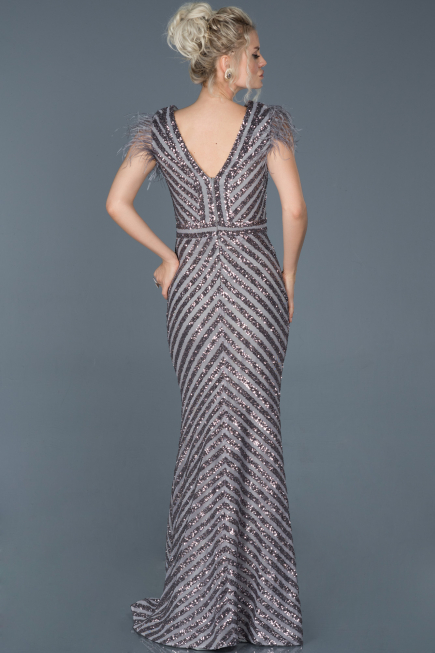 Long Anthracite Evening Dress ABU881