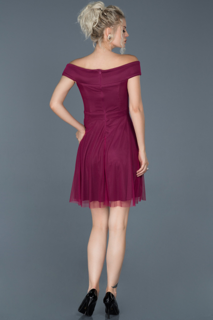 Short Plum Invitation Dress ABK015