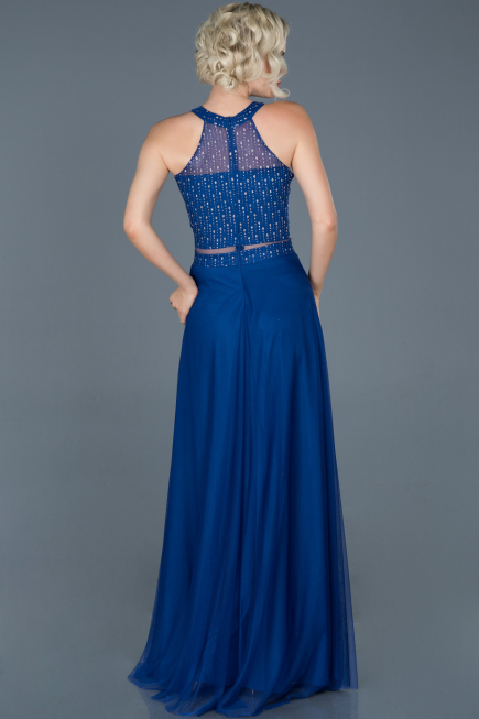Sax Blue Long Engagement Dress ABU766