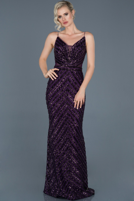 Long Purple Mermaid Evening Dress ABU892