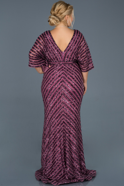 Long Plum Plus Size Evening Dress ABU900