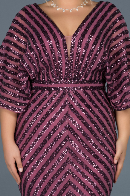 Long Plum Plus Size Evening Dress ABU900