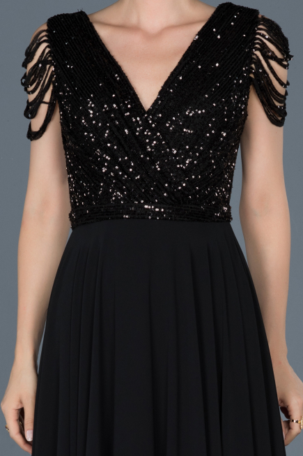Long Black Invitation Dress ABU932