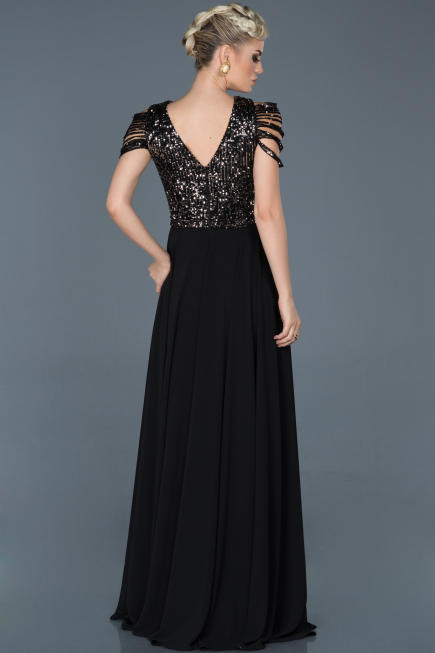 Long Black-Silver Invitation Dress ABU932