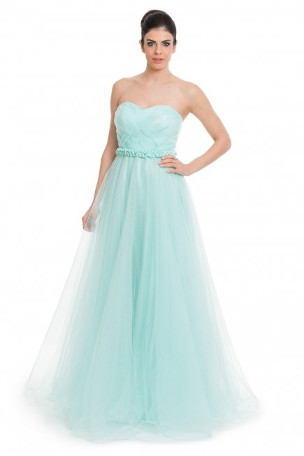 Uzun Mint Abiye Elbise F2105