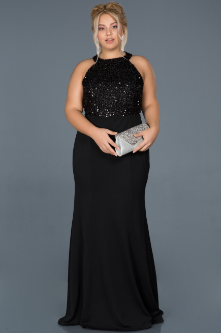 Long Black Oversized Evening Dress ABU743