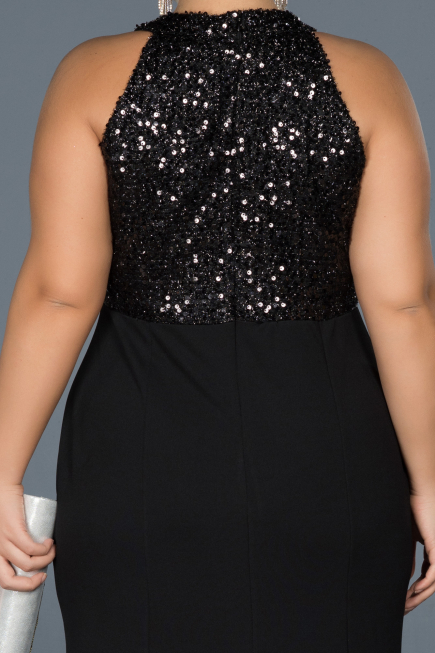 Long Black Oversized Evening Dress ABU743