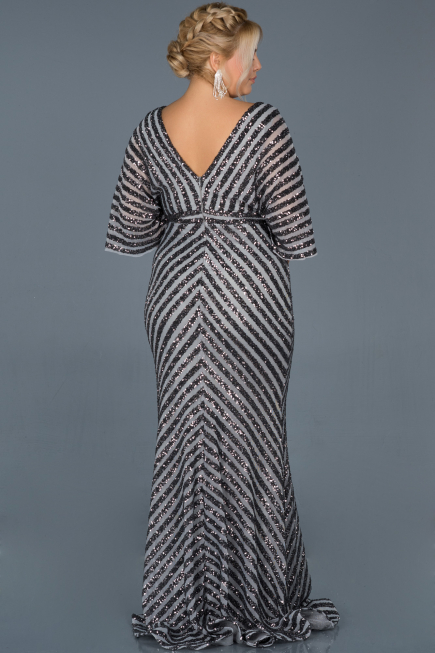 Long Anthracite Plus Size Evening Dress ABU900