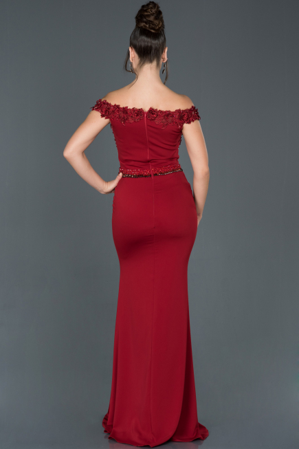 Long Burgundy Mermaid Evening Dress ABU978
