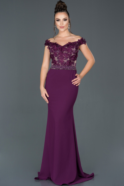 Long Plum Mermaid Evening Dress ABU978