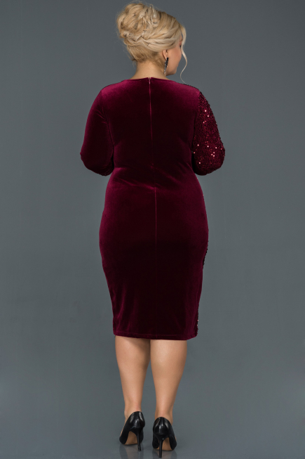 Short Burgundy Plus Size Evening Dress ABK653
