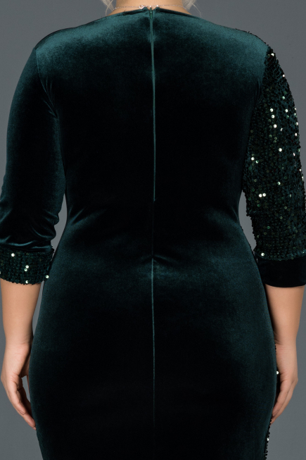 Short Emerald Green Plus Size Evening Dress ABK653