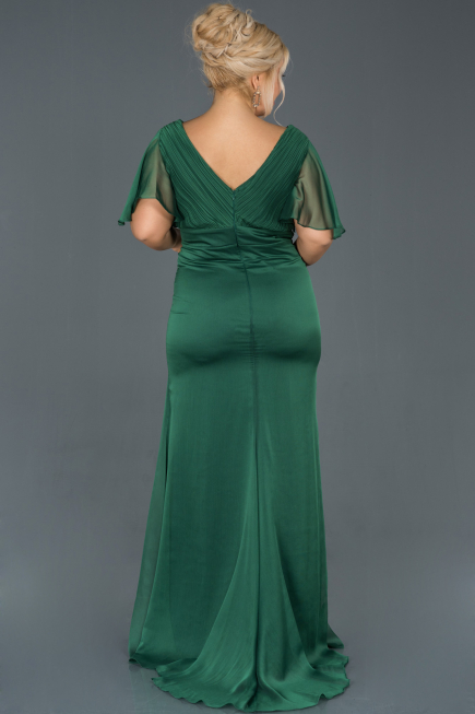 Long Emerald Green Plus Size Evening Dress Abu994