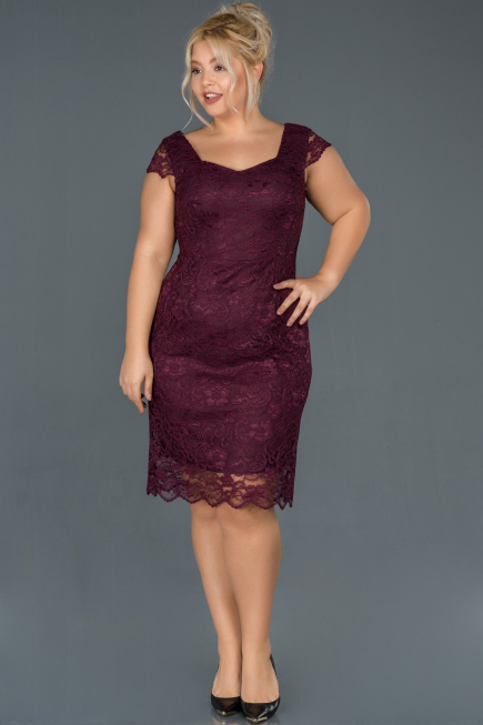 Short Plum Oversized Evening Dress ABK010