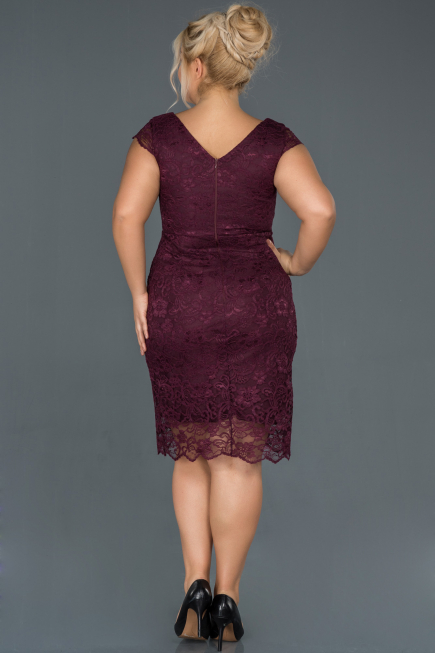 Short Plum Oversized Evening Dress ABK010