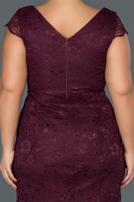 Short Plum Oversized Evening Dress ABK010