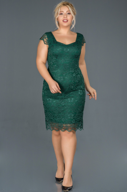 Short Emerald Green Oversized Evening Dress ABK010