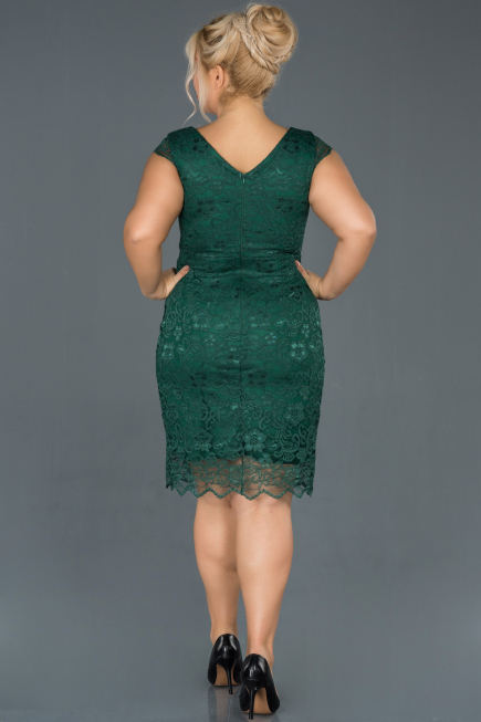 Short Emerald Green Oversized Evening Dress ABK010