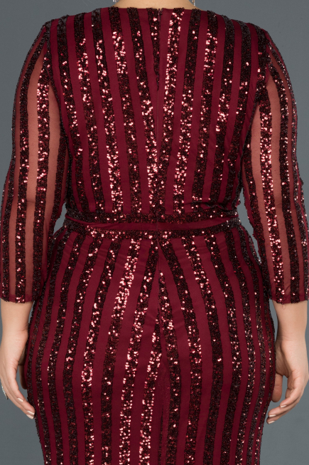 Long Burgundy Oversized Mermaid Evening Dress ABU1043