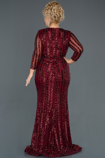 Long Burgundy Oversized Mermaid Evening Dress ABU1043