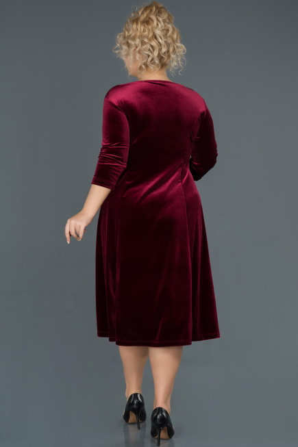 Midi Burgundy Plus Size Evening Dress ABK684