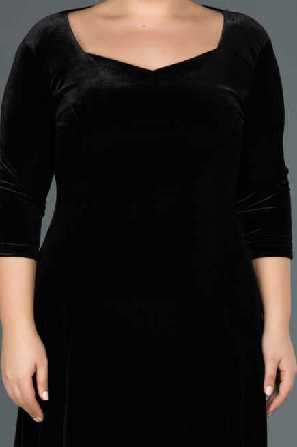 Midi Black Plus Size Evening Dress ABK684