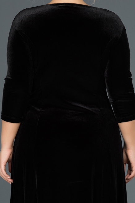 Midi Black Plus Size Evening Dress ABK684