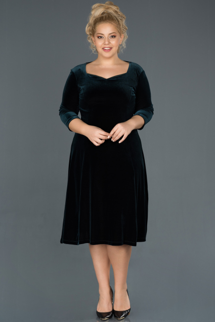 Midi Emerald Green Plus Size Evening Dress ABK684