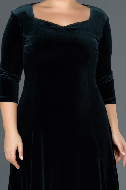 Midi Emerald Green Plus Size Evening Dress ABK684