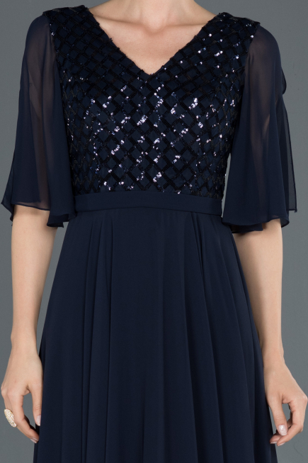 Navy Blue Long Invitation Dress ABU676