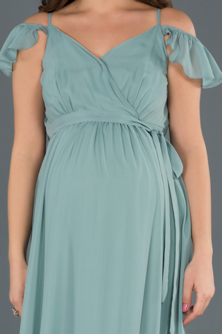 Long Turquoise Pregnancy Evening Dress ABU756