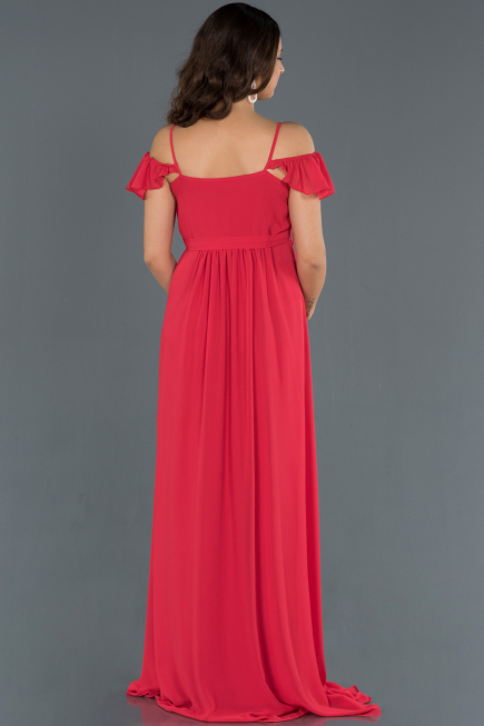 Long Red Pregnancy Evening Dress ABU756